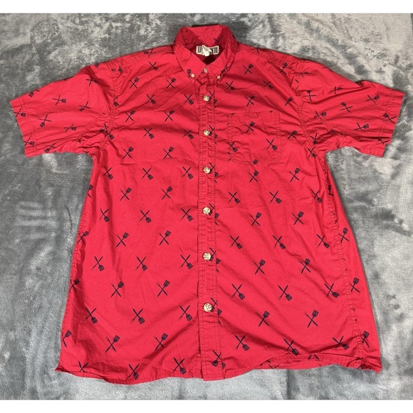 Duluth Trading Co. Other - Duluth Trading Co Shirt Mens Medium Red Short Sleeve Button Up BBQ Utensil Print